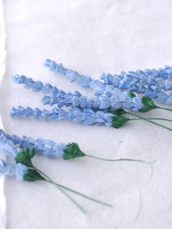 ดอกไม้ประดิษฐ์, ดอกไม้กระดาษสา, ดอก lavender, ดอกลาเวนเดอร์ กระดาษสา งานประดิษฐ์ตกแต่งของชำร่วย, ดอกไม้ทำพานพุ่ม, พานรับไหว้, ขนาด 1 cm. สีน้ำเงินตุ่น