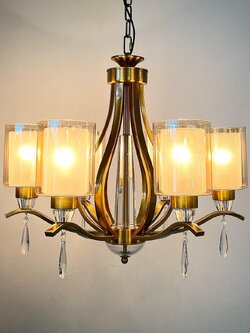 โคมไฟระย้า 8261-6H คลาสสิกหรูหรา แก้ว+คริสตัล