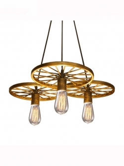 โคมไฟห้อยลอฟท์ 0034/3 ดีไซน์ล้อเกวียนวินเทจผสมลอฟท์