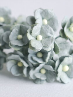 ดอกไม้กระดาษสา ราคาส่ง, ดอกไฮเดรนเยียกระดาษสา ดอกไม้ประดิษฐ์ ตกแต่งงานแต่งงาน ประดิษฐ์ข้อมือเพื่อนเจ้าสาว ขนาด 1.5 cm., สำหรับของชำร่วย, งานแต่งงาน, ดอกไม้ทำข้อมือเจ้าสาว สีเขียวตุ่น จำนวน 100 ดอก Paper flower,100 Pieces mulberry hydenyia, 1.5 cm. pale gr