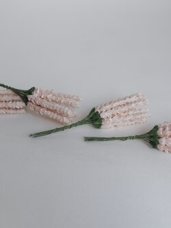 ดอกไม้ประดิษฐ์, ดอกไม้กระดาษสา, ดอกลาเวนเดอร์กระดาษ lavender, ดอกลาเวนเดอร์ กระดาษสา งานประดิษฐ์ตกแต่งของชำร่วย, ดอกไม้ทำพานพุ่ม, พานรับไหว้, ขนาด 1 cm. สีชมพูอ่อน