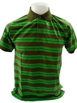 เสื้อโปโลลายทางสีเขียวขี้ม้า สีเขียวสดใส เสื้อโปโลชาย