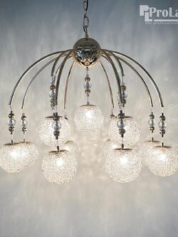 โคมไฟระย้าลูกแก้วลายฝ้า รุ่น NS60793-8+4+1P