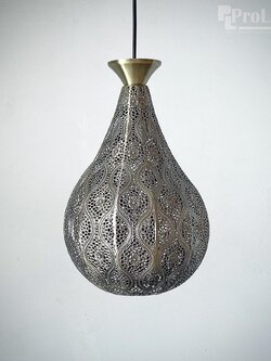 โคมไฟแขวน 9361-1AB ลายฉลุทรงหยดน้ำ สีทองเหลืองวินเทจ