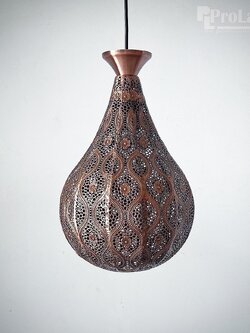 โคมไฟแขวน 9361-1GB ลายฉลุทรงหยดน้ำ สีทองแดงวินเทจ
