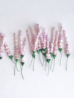 ดอกไม้ประดิษฐ์, ดอกไม้กระดาษสา, ดอกลาเวนเดอร์กระดาษ lavender, ดอกลาเวนเดอร์ กระดาษสา งานประดิษฐ์ตกแต่งของชำร่วย, ดอกไม้ทำพานพุ่ม, พานรับไหว้, ขนาด 1 cm. สีม่วงชมพูอ่อนปัด