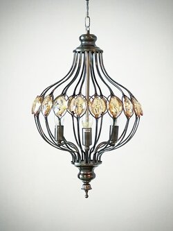 โคมไฟห้อย 6810/3 วินเทจหรู พร้อมคริสตัลเจียระไน