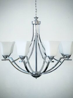 โคมไฟระย้า 8077A-8 โครเมียมแก้วขาวหรูหรา