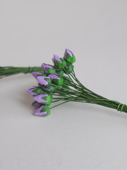 ดอกไม้กระดาษสา ดอกไม้กระดาษสา จตุจักร งานประดิษฐ์ ดอกไม้ทำข้อมือเพื่อนเจ้าสาว แต่งงาน, ดอกกุหลาบตูมปลายแหลม 0.8x 0.6 cm. 50 ดอก สีม่วง paper flowers, budding roses flower 0.8x0.6 cm. 50 pieces purple color.