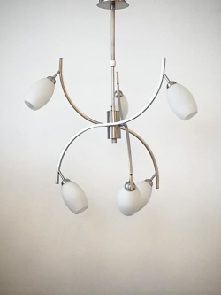 โคมไฟห้อย 539/6 ดีไซน์โค้งทันสมัย แก้วขาวนมเรียบหรู