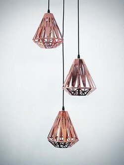 โคมไฟแขวน F053/3PG และ F053/1 PG สีพิงค์โกลด์ ดีไซน์โมเดิร์นทรงเรขาคณิต