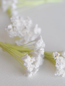 ดอกไม้ประดิษฐ์, ดอกไม้กระดาษสา, ดอก gypsophila, ดอกยิปโซ งานประดิษฐ์ตกแต่งของชำร่วย, ดอกไม้ทำพานพุ่ม, พานรับไหว้, ขนาด 0.4 cm. สีขาว