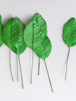 ใบไม้กระดาษ ใบไม้กระดาษสา ราคาส่ง,ใบไม่้กุหลาบกระดาษ สำหรับดอกมะลิกระดาษสา ใบไม้ประดิษฐ์ สำหรับตกแต่ง หรืองานแต่งงาน สีเขียวกลาง ขนาด 3.5x2.5 cm. จำนวน 50 ใบ