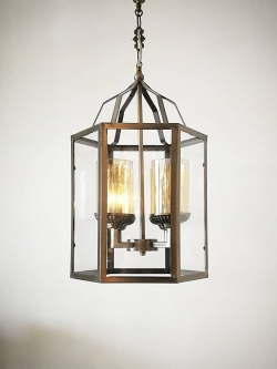 โคมไฟห้อย 8108/4 คลาสสิกทรงเหลี่ยม แก้วใสสองชั้น