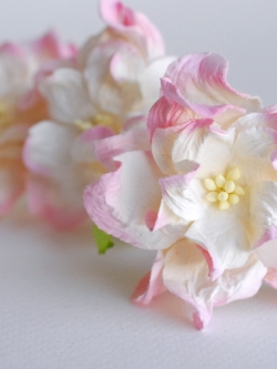 ดอกไม้กระดาษสา ราคาส่ง, ดอกการเดนเนียกระดาษสา ดอกไม้ประดิษฐ์ ตกแต่งงานแต่งงาน ประดิษฐ์ข้อมือเพื่อนเจ้าสาว ขนา่ด 5.5 cm., สำหรับของชำร่วย, งานแต่งงาน, ดอกไม้ทำข้อมือเจ้าสาว สีชมพูอ่อนปัดขาว จำนวน 25 ดอก Paper flower,25 Pieces mulberry gardenia flowers supp