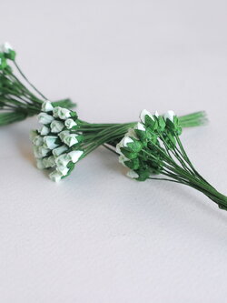 ดอกไม้กระดาษสา ดอกไม้กระดาษสา จตุจักร งานประดิษฐ์ ดอกไม้ทำข้อมือเพื่อนเจ้าสาว แต่งงาน, ดอกกุหลาบตูม 100 ดอก สีเขียวมิ้น color ขนาด 0.5x0.8 cm. paper flowers, budding roses flower 0.5x0.8 cm. 100 pieces. mint color.