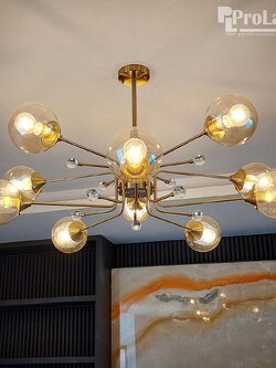 โคมไฟแขวน W1025/10 GD ลูกแก้วทองหรูหราทรงโมเลกุล