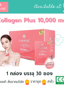 พร้อมส่ง! CHAME' Hydrolyzed collagen Tripeptide Plus ชาเม่ ไฮโดรไลซด์ คอลลาเจน ไตรเปปไทด์ พลัส 10000 30 ซอง