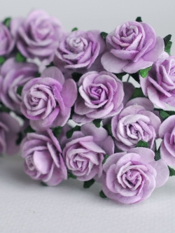 ดอกไม้กระดาษสา ขายส่ง, ดอกกุหลาบกระดาษสา สำหรับประดับ ตกแต่งของชำร่วย, งานแต่งงาน สีม่วงอ่อน ขนาด 1.5 cm. จำนวน 100 ดอก
