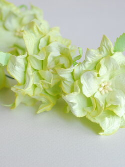 ดอกไม้กระดาษสา ราคาส่ง, ดอกการเดนเนียกระดาษสา ดอกไม้ประดิษฐ์ ตกแต่งงานแต่งงาน ประดิษฐ์ข้อมือเพื่อนเจ้าสาว ขนา่ด 5.5 cm., สำหรับของชำร่วย, งานแต่งงาน, ดอกไม้ทำข้อมือเจ้าสาว สีเขียวอ่อน จำนวน 25 ดอก Paper flower,25 Pieces mulberry gardenia flowers suppiles