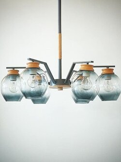 โคมไฟเพดาน XL9099/6 สไตล์สแกนดิเนเวียน โครงเหล็ก+ขอบไม้