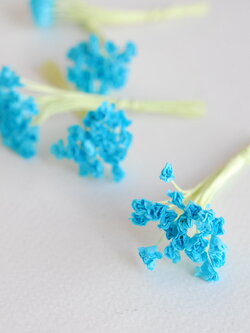 ดอกไม้ประดิษฐ์, ดอกไม้กระดาษสา, ดอก gypsophila, ดอกยิปโซ งานประดิษฐ์ตกแต่งของชำร่วย, ดอกไม้ทำพานพุ่ม, พานรับไหว้, ขนาด 0.4 cm. สีฟ้าน้ำทะเล