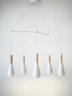 โคมไฟแขวนมินิมอล 5 หัว MORAN-SP5-M WH โทนขาวไม้