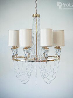 โคมไฟระย้าหมวกผ้า NS2761-8P ดีไซน์หรู คริสตัลประดับสาย