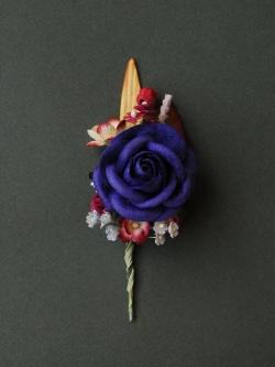 ช่อดอกไม้กุหลาบติดสูทกระดาษสาสีน้ำเงิน ดอกไม้ประดับ งานแต่งงาน งานประดิษฐ์ ของชำร่วย ดอกไม้กระดาษสา งานแต่งงาน DIY wedding boutonniere or making centerpieces gift decoration