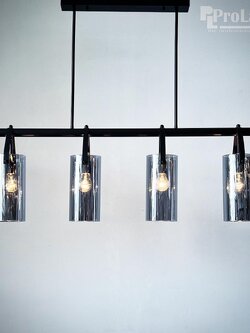 โคมไฟแขวน 9474-4 โมเดิร์นเรียบหรู พร้อมแก้วสีชาดำ