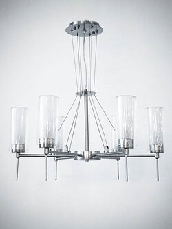 โคมไฟระย้า GL681/6 โครเมียมทรงโมเดิร์น แก้วใสทรงสูง