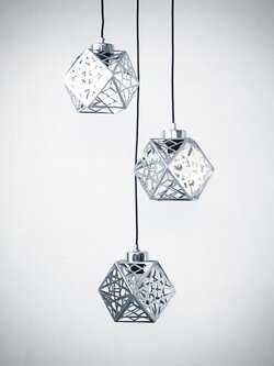 โคมไฟแขวน F055/3CR และ F055/1CR เรขาคณิตสีโครเมียม