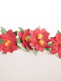ดอกไม้กระดาษสา ดอกคริสมาส ดอกไม้กระดาษสาราคาส่ง ดอกไม้กระดาษสำหรับตกแต่งของชำร่วย งานแต่งงาน ทำช่อดอกไม้ติดอกเจ้าบ่าว ข้อมือดอกไม้เจ้าสาว ขนาด 3.5 cm. 25 ดอก สีแดง Paper flowers supplies: DIY wedding tools: christmas flowers in red color.