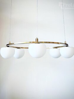 โคมไฟห้อยกลมกระจกขาวทองมินิมอล รุ่น C1399-5