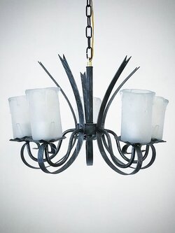 โคมไฟระย้า 8001/5 เหล็กดัดแก้วทรงเทียนวินเทจ