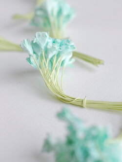 ดอกไม้ประดิษฐ์, ดอกไม้กระดาษสา, ดอก gypsophila, ดอกยิปโซ งานประดิษฐ์ตกแต่งของชำร่วย, ดอกไม้ทำพานพุ่ม, พานรับไหว้, ขนาด0.8 cm. สีมิ้น