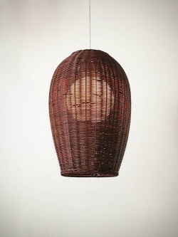 โคมไฟห้อย A0063 หวายเทียมสีน้ำตาลทรงโอ่งธรรมชาติ