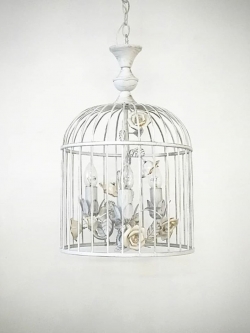 โคมไฟห้อย AT0430/3 กรงนกวินเทจตกแต่งดอกไม้