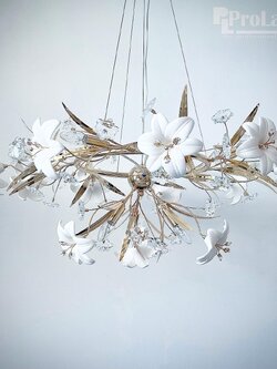 โคมไฟช่อดอกไม้เซรามิค 6822/9+3D หรูหราพร้อมคริสตัลประดับ