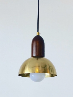 โคมไฟห้อย 8008 โลหะสีทองผสมไม้ สไตล์มินิมอลวินเทจ