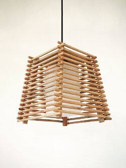 โคมไฟแขวน 80670/1P ไม้ระแนงมินิมอลอบอุ่น