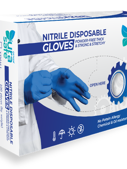 [ หน่วยกล่องเล็ก ] NVB60 ถุงมือไนไตรสีน้ำเงิน แบบหนา ยาว 9 นิ้ว หนา 4.5-5 มิล หนัก 6 กรัม (100ชิ้น/กล่อง)