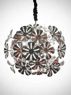 โคมไฟระย้า P9012-12 ลายดอกไม้แต่งคริสตัล โรสโกลด์-ใส สวยโดดเด่น