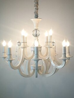 โคมไฟระย้าสีขาว 2014-8+4D หรูหรา สไตล์คลาสสิก