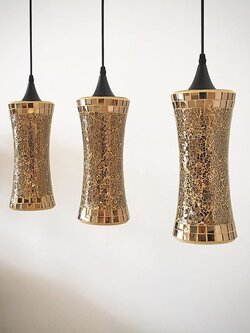 โคมไฟแขวน C3072/3 โมเสกทองทรงโค้งหรูหรา