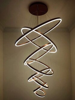 โคมไฟห้อยวงแหวน P2192-R-BR ทรงหมุนระดับพรีเมียม สำหรับบ้านโถงสูง