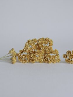 ดอกไม้ประดิษฐ์, ดอกไม้กระดาษสา, ดอก gypsophila, ดอกยิปโซ งานประดิษฐ์ตกแต่งของชำร่วย, ดอกไม้ทำพานพุ่ม, พานรับไหว้, ขนาด 1 cm. สีเหลือง yellow custard color