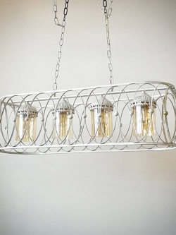 โคมไฟห้อย 8975-D4 WH วินเทจ โครงเหล็กขาว