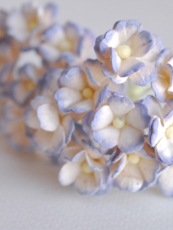 ดอกไม้กระดาษสา ราคาส่ง, ดอกไฮเดรนเยียกระดาษสา ดอกไม้ประดิษฐ์ ตกแต่งงานแต่งงาน ประดิษฐ์ข้อมือเพื่อนเจ้าสาว ขนา่ด 1.5 cm., สำหรับของชำร่วย, งานแต่งงาน, ดอกไม้ทำข้อมือเจ้าสาว สีน้ำเงินตุ่นปัดขาว จำนวน 100 ดอก Paper flower,100 Pieces mulberry hydenyia, pale b