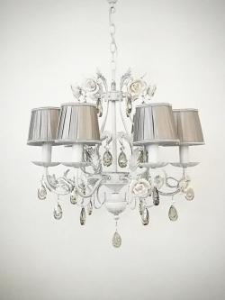 โคมไฟระย้า AT1153/6 สไตล์วินเทจผ้าครอบเงิน